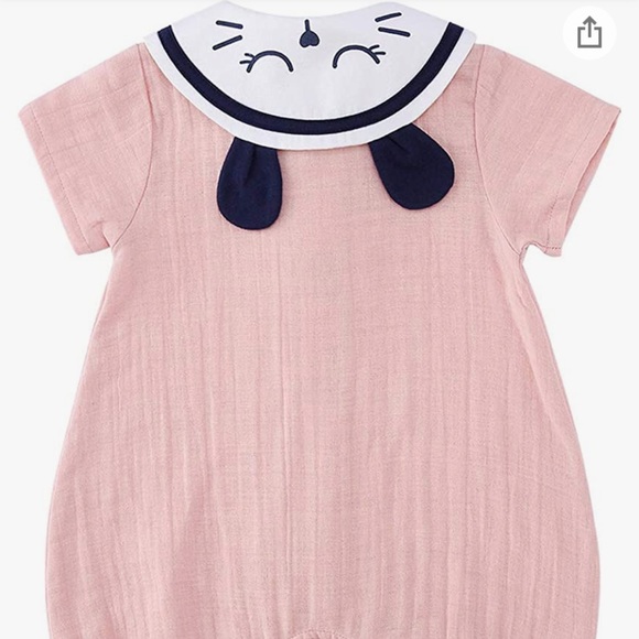 NWT Pureborn Muslin Cotton Baby Pink Sailor Outfit 3-6 MO - Picture 4 of 9